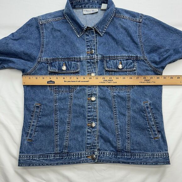 Classic Blues Collection Women's L Denim Jean Jacket Cotton Button Trucker - Picture 10 of 16